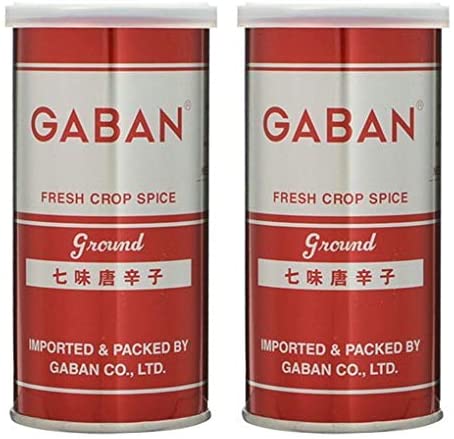 Gaban Shichimi Togarashi Chili 7 Spice ギャバン 七味唐辛子, 2 shaker set, 2x100grams