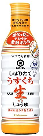 Kikkoman Shiboritate Usukuchi Nama Shoyu Soy Sauce キッコーマン いつでも新鮮 しぼりたてうすくち生しょうゆ, 450ml